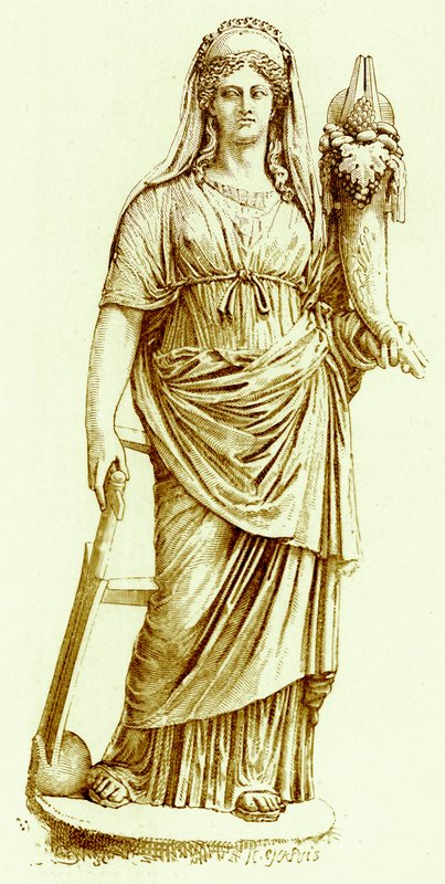 फोर्टुना, वेटिकन में प्रतिमा, विक्टर डुरु द्वारा रोम के इतिहास का चित्रण, 1884 में प्रकाशित (डिजिटल रूप से बढ़ाया गया चित्र) द्वारा अंग्रेजी स्कूल