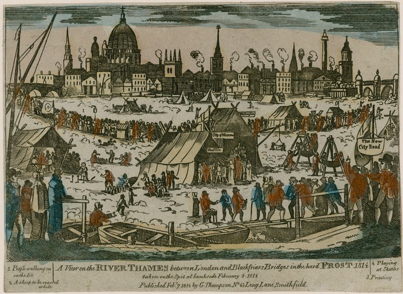 टेम्स पर फ्रॉस्ट मेला, 1814 द्वारा अंग्रेजी स्कूल