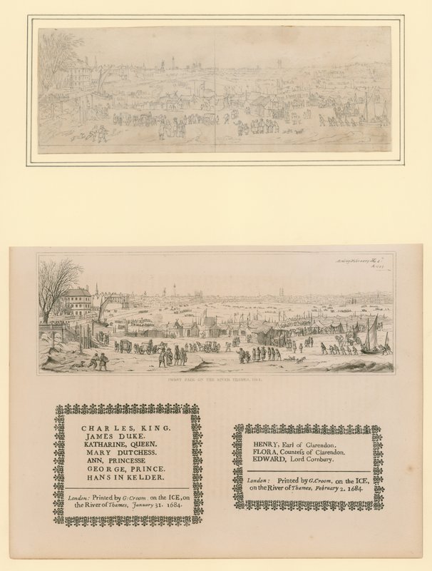 टेम्स पर फ्रॉस्ट मेला, किंग चार्ल्स II और परिवार के लिए स्मारिका, 1684 द्वारा अंग्रेजी स्कूल