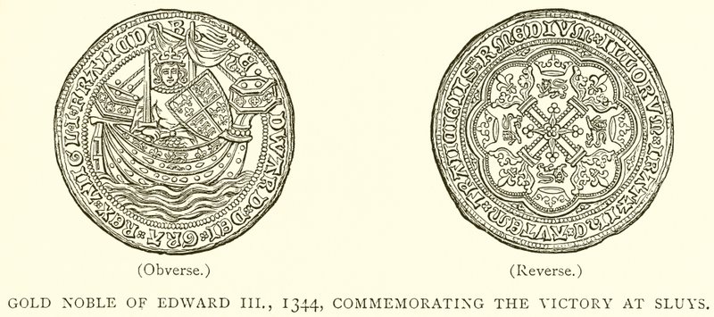 एडवर्ड III का गोल्ड नोबल, 1344, स्लुइस पर विजय का स्मारक द्वारा अंग्रेजी स्कूल