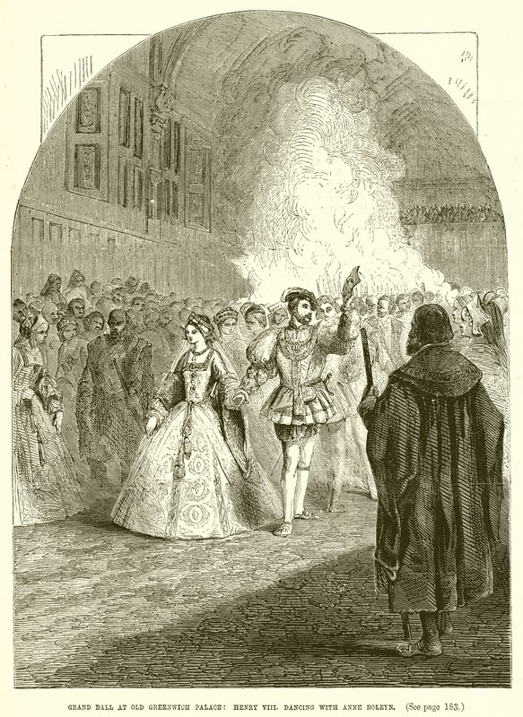 ओल्ड ग्रीनविच पैलेस में ग्रैंड बॉल: हेनरी VIII ऐनी बोलिन के साथ नृत्य द्वारा अंग्रेजी स्कूल