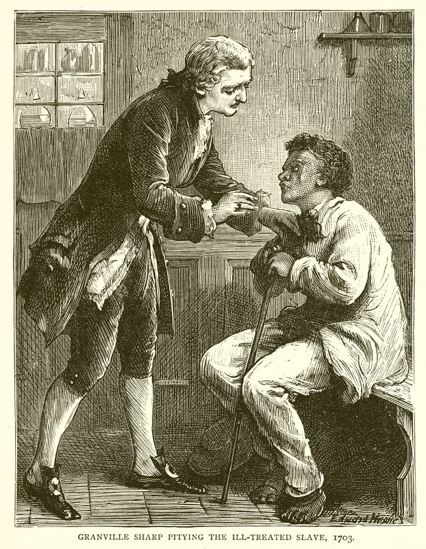 ग्रैनविले शार्प ने बीमार-इलाज वाले दास को 1703 में दया दिलाई द्वारा अंग्रेजी स्कूल
