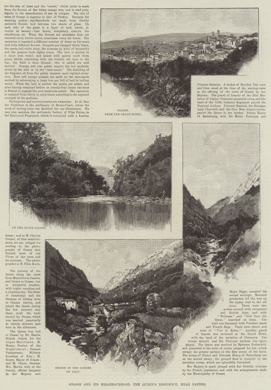 ग्रास एंड इट्स नेबरहुड, क्वीन्स रेजिडेंस, कान के पास (उत्कीर्णन) द्वारा अंग्रेजी स्कूल