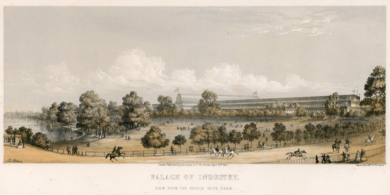 महान प्रदर्शनी, 1851, ब्रिज से, हाइड पार्क द्वारा अंग्रेजी स्कूल
