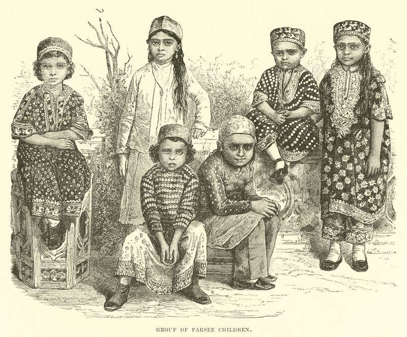 पारसी बच्चों का समूह द्वारा अंग्रेजी स्कूल