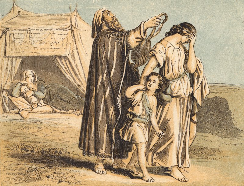 हाजिरा और इश्माएल ने विदा किया (रंगीन उत्कीर्णन) द्वारा अंग्रेजी स्कूल