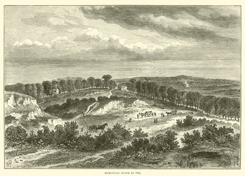 1840 में हैम्पस्टेड हीथ (उत्कीर्णन) द्वारा अंग्रेजी स्कूल