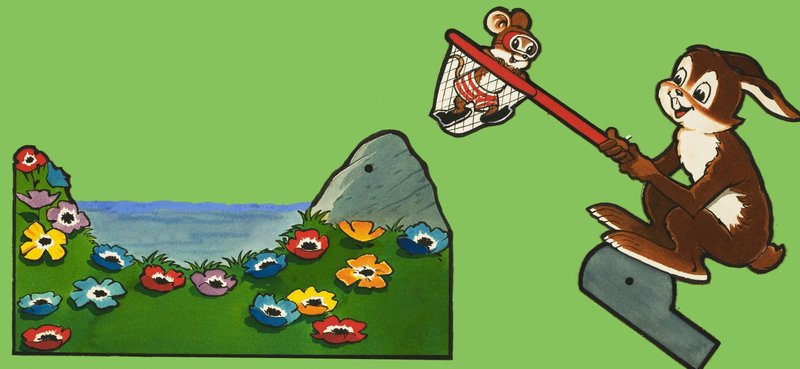हेरोल्ड हरे और डिकी डोरमाउस कट-आउट मॉडल द्वारा अंग्रेजी स्कूल