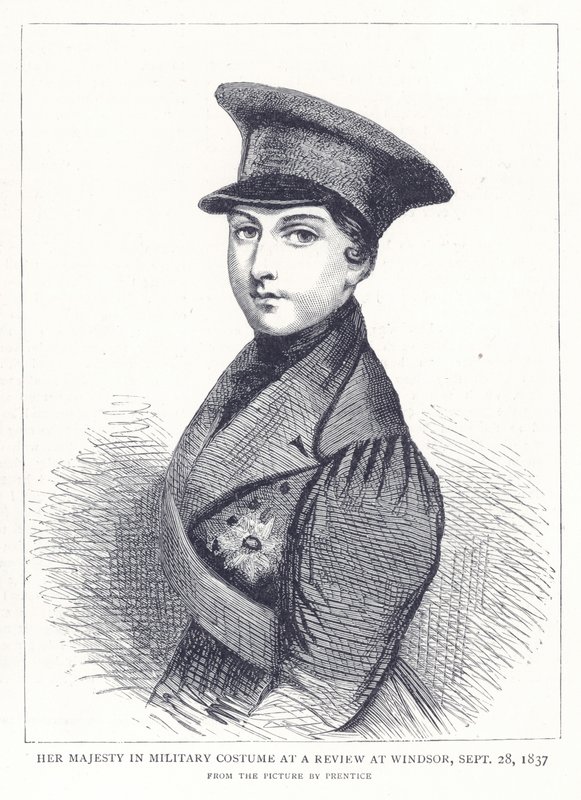 28 मई 1837 को विंडसर में एक समीक्षा में सैन्य पोशाक में महामहिम द्वारा अंग्रेजी स्कूल