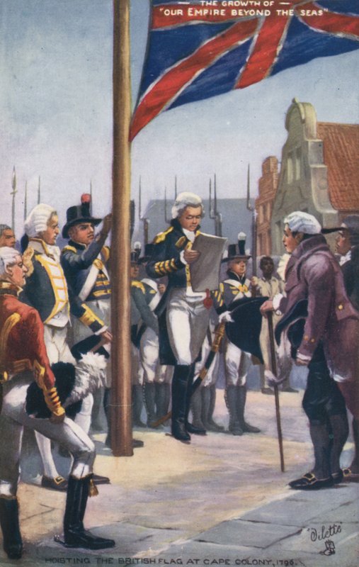 1796 में केप कॉलोनी में ब्रिटिश ध्वज फहराया द्वारा अंग्रेजी स्कूल