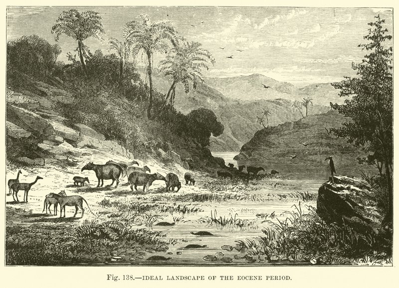 Eocene अवधि के आदर्श लैंडस्केप द्वारा अंग्रेजी स्कूल