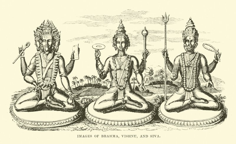 ब्रह्मा, विष्णु और शिव की छवियाँ द्वारा अंग्रेजी स्कूल