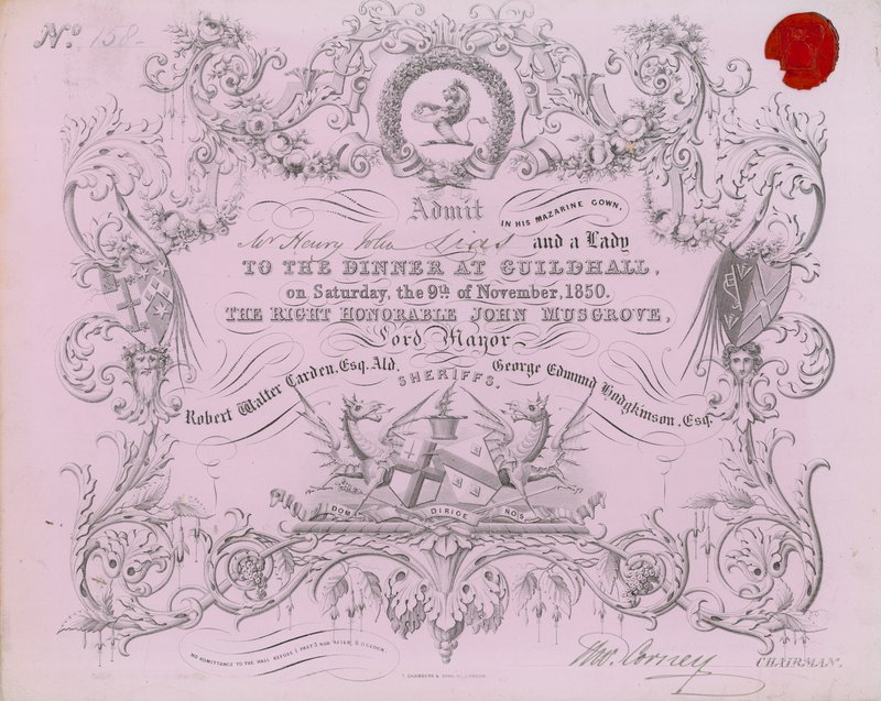 9 नवंबर 1850 को लंदन के गिल्डहॉल में एक भोज के लिए निमंत्रण द्वारा अंग्रेजी स्कूल