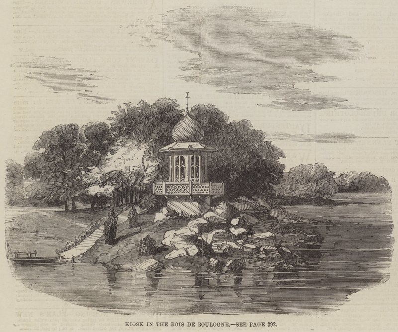 Bois de Boulogne (उत्कीर्णन) में कियॉस्क द्वारा अंग्रेजी स्कूल