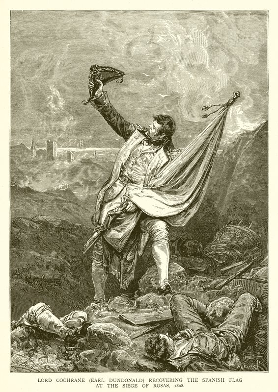 लॉर्ड कोचरन (अर्ल डंडोनाल्ड) 1808 में रोजा की घेराबंदी में स्पेनिश ध्वज को पुनर्प्राप्त करते हैं द्वारा अंग्रेजी स्कूल