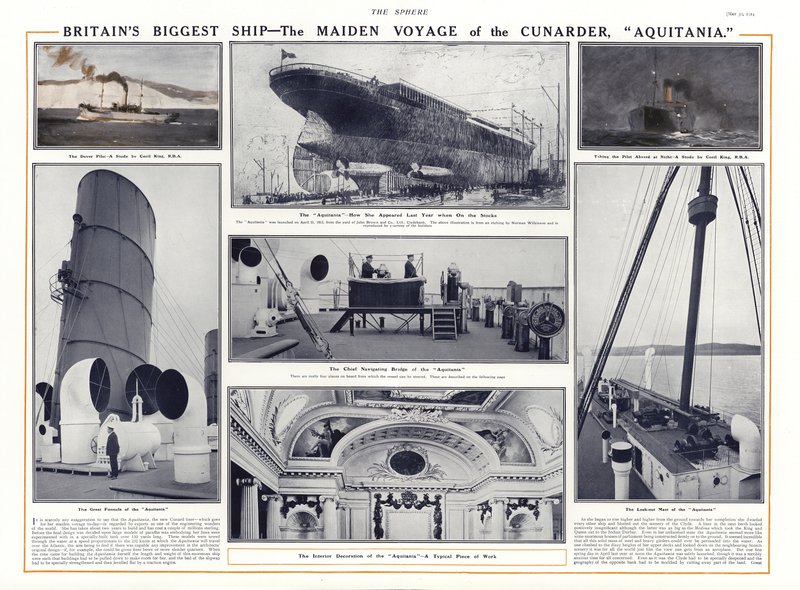 कूनार्ड लाइनर Aquitania, 1914 की मेडन यात्रा द्वारा अंग्रेजी स्कूल