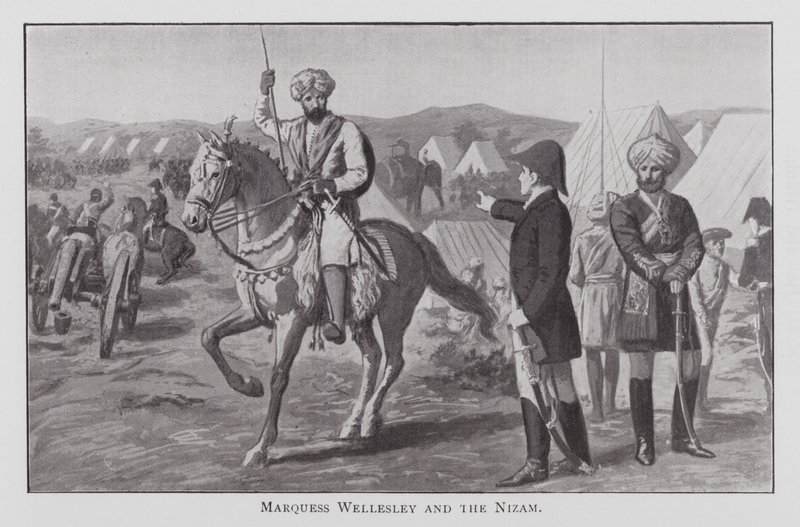 मार्क्वेस वेलेस्ली और निज़ाम (लिथो) द्वारा अंग्रेजी स्कूल