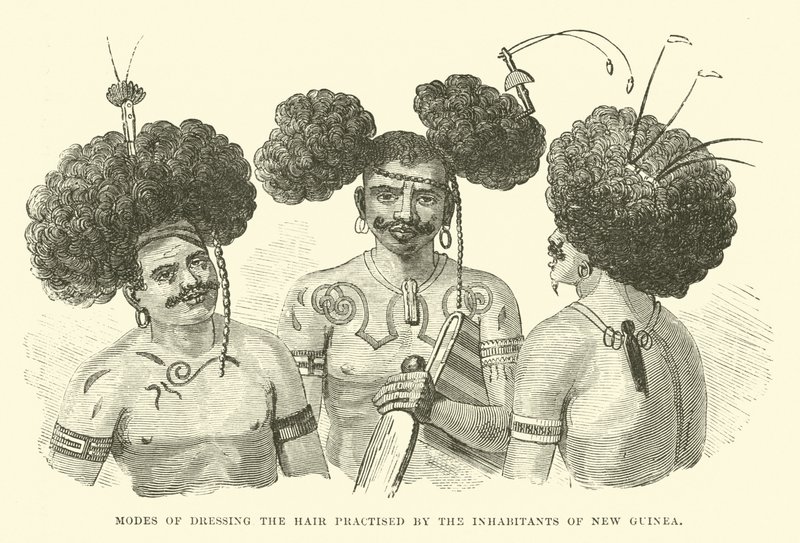 न्यू गिनी के निवासियों द्वारा प्रचलित बालों को ड्रेसिंग के मोड द्वारा अंग्रेजी स्कूल