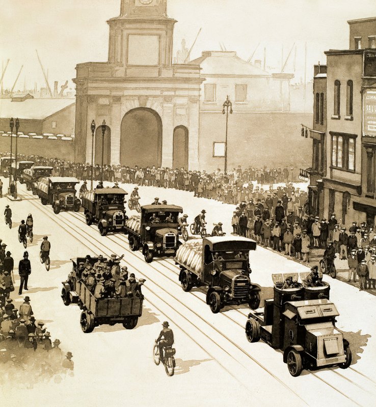 मोमेंट्स दैट मेड हिस्ट्री: द जनरल स्ट्राइक ऑफ़ 1926 (कागज पर गौचे) द्वारा अंग्रेजी स्कूल