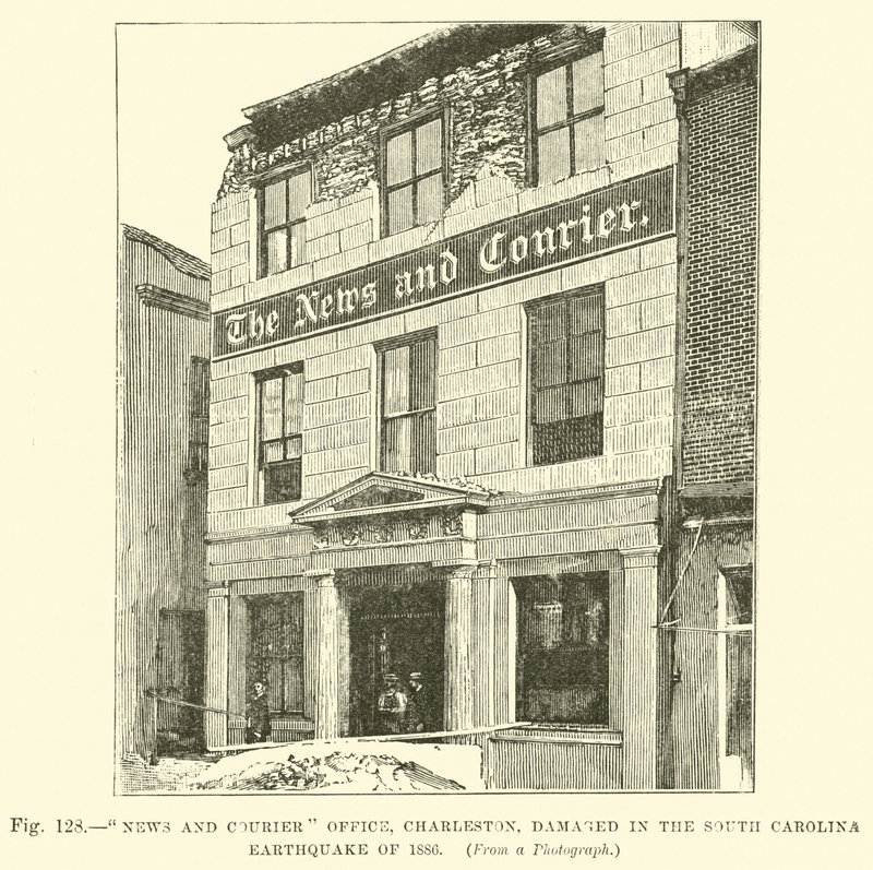 समाचार और कूरियर कार्यालय, चार्ल्सटन, 1886 के दक्षिण कैरोलिना भूकंप में क्षतिग्रस्त हो गया द्वारा अंग्रेजी स्कूल