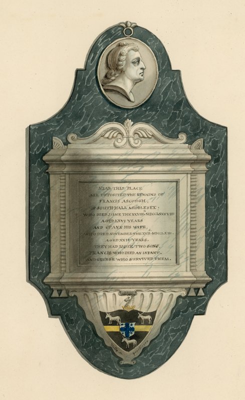 नॉरवुड कब्रिस्तान; साउथहॉल के फ्रांसिस अस्कोफ का मकबरा, 1788 में मृत्यु हो गई द्वारा अंग्रेजी स्कूल