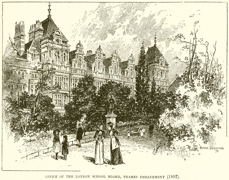 लंदन स्कूल बोर्ड के कार्यालय, टेम्स तटबंध (1892) द्वारा अंग्रेजी स्कूल