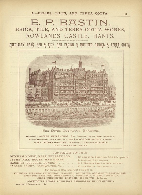 आर्किटेक्ट्स, सर्वेयर और इंजीनियर्स कम्पेंडियम 1892 से पेज द्वारा अंग्रेजी स्कूल