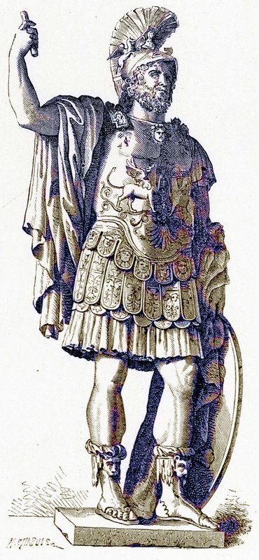 विक्टर डुरु द्वारा रोम के इतिहास से पाइर्रहस, आईलस्ट्रेशन, 1884 (डिजिटल रूप से उन्नत छवि) प्रकाशित द्वारा अंग्रेजी स्कूल
