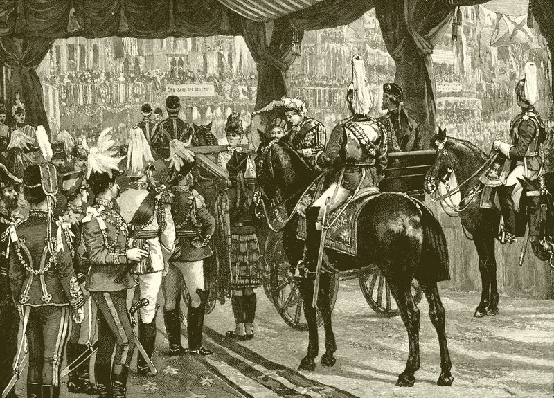 रानी विक्टोरिया, जुबली, वेस्टमिंस्टर एब्बे, कोच, घोड़े द्वारा अंग्रेजी स्कूल