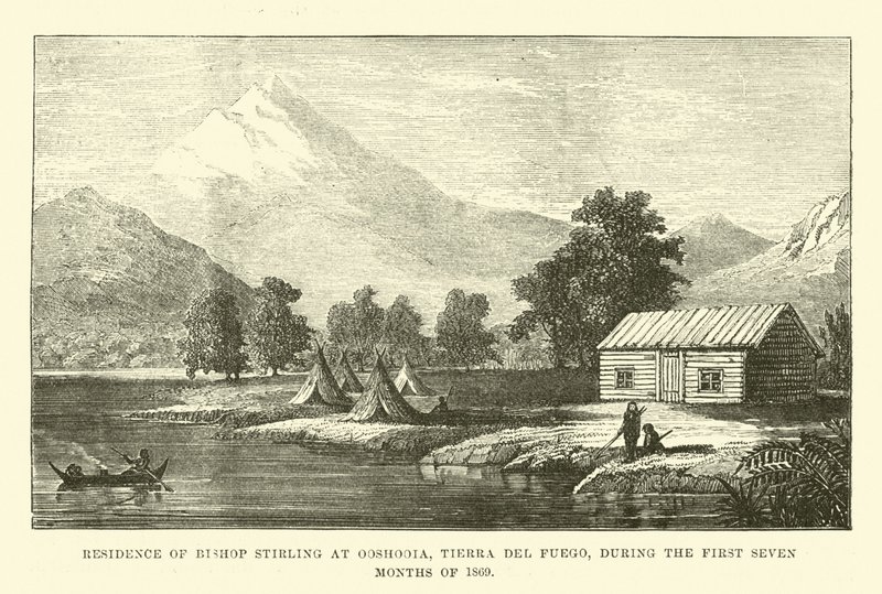 1869 के पहले सात महीनों के दौरान ओशोइया में बिशप स्टर्लिंग का निवास, टिएरा डेल फ्यूगो द्वारा अंग्रेजी स्कूल