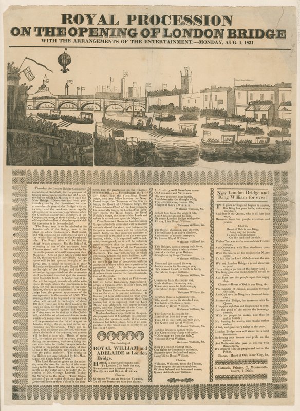 लंदन ब्रिज के उद्घाटन पर शाही जुलूस, 1 अगस्त 1831 द्वारा अंग्रेजी स्कूल