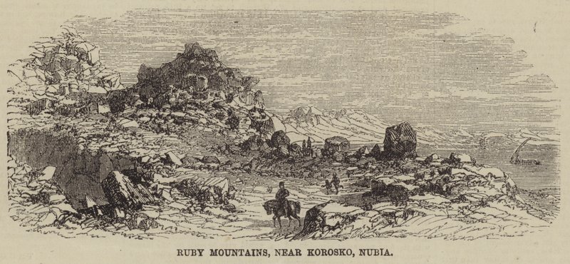 रूबी पर्वत, कोरोस्को के पास, नूबिया (उत्कीर्णन) द्वारा अंग्रेजी स्कूल