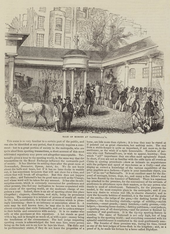 Tattersall's पर घोड़ों की बिक्री (उत्कीर्णन) द्वारा अंग्रेजी स्कूल