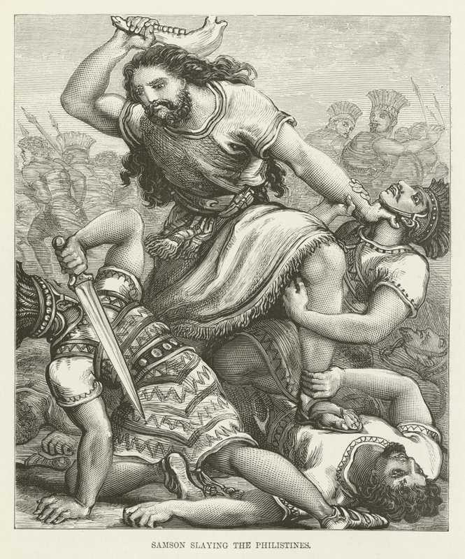 शिमशोन पलिश्तियों का वध कर रहा है द्वारा अंग्रेजी स्कूल