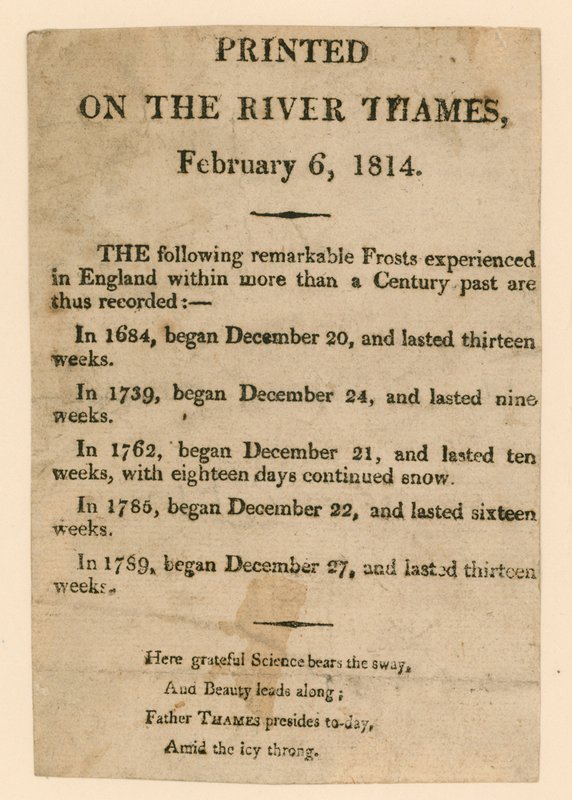 1814 के फ्रॉस्ट मेले की स्मारिका द्वारा अंग्रेजी स्कूल