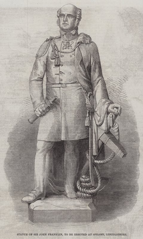सर जॉन फ्रैंकलिन की प्रतिमा, स्पिल्सबी, लिंकनशायर (उत्कीर्णन) में स्थापित की जाएगी द्वारा अंग्रेजी स्कूल