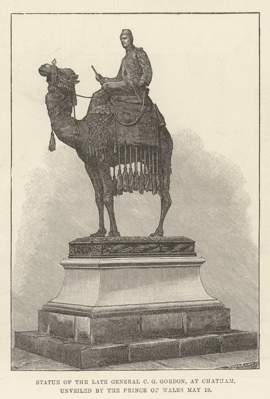 चैथम में दिवंगत जनरल सीजी गॉर्डन की प्रतिमा, प्रिंस ऑफ वेल्स द्वारा अनावरण किया गया द्वारा अंग्रेजी स्कूल