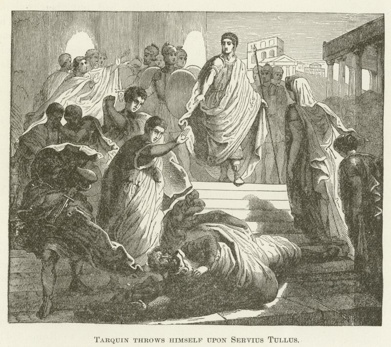 टार्क्विन खुद को सर्वियस टुल्लस पर फेंकता है द्वारा अंग्रेजी स्कूल