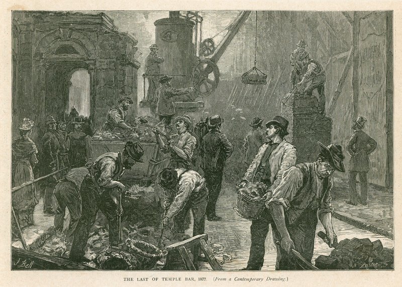 टेंपल बार, लंदन, विध्वंस, 1877 द्वारा अंग्रेजी स्कूल