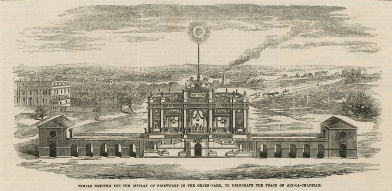 Aix-la-Chapelle की शांति का जश्न मनाने के लिए मंदिर बनाया गया द्वारा अंग्रेजी स्कूल