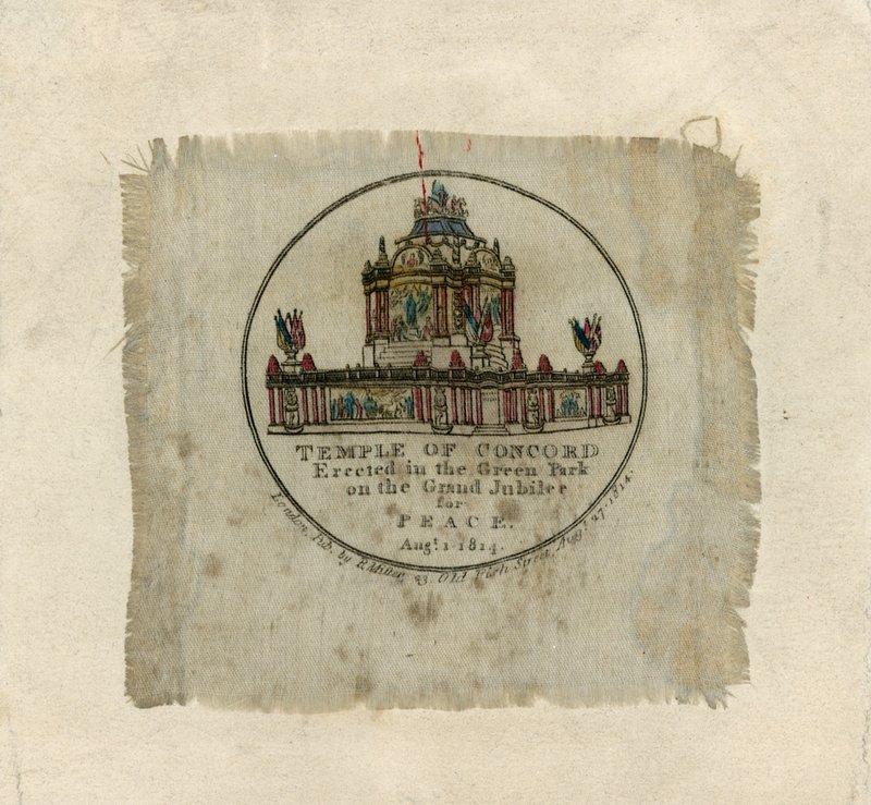 1814 की शांति मनाने के लिए कॉनकॉर्ड का मंदिर (रेशम पर प्रिंट) द्वारा अंग्रेजी स्कूल