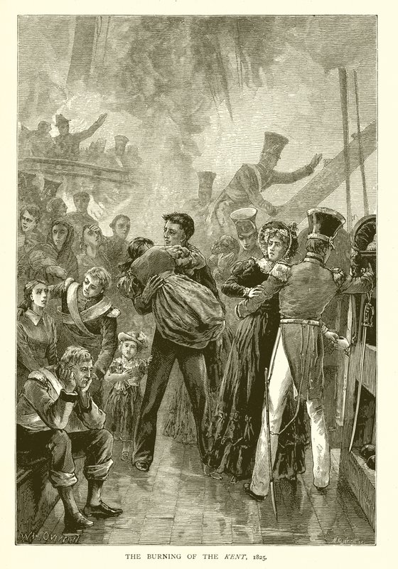 द बर्निंग ऑफ़ द केंट, 1825 द्वारा अंग्रेजी स्कूल