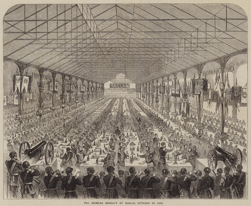 डबलिन में क्रीमियन भोज, 22 अक्टूबर 1856 (उत्कीर्णन) द्वारा अंग्रेजी स्कूल