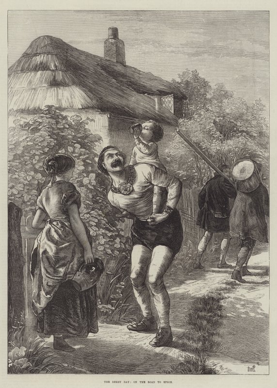 द डर्बी डे, ऑन द रोड टू एप्सम (उत्कीर्णन) द्वारा अंग्रेजी स्कूल