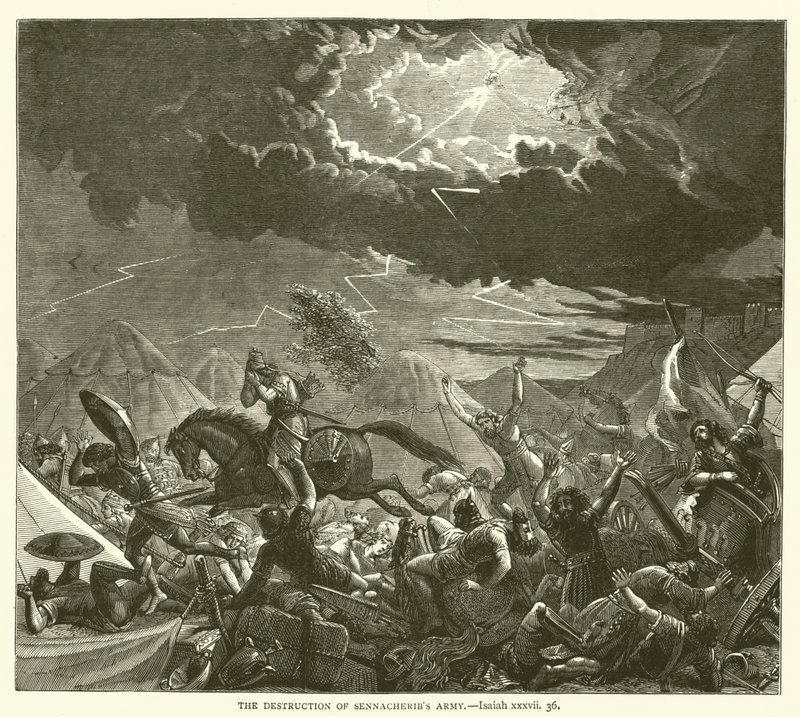 सन्हेरीब की सेना का विनाश, यशायाह, xxxvii, 36 (उत्कीर्णन) द्वारा अंग्रेजी स्कूल