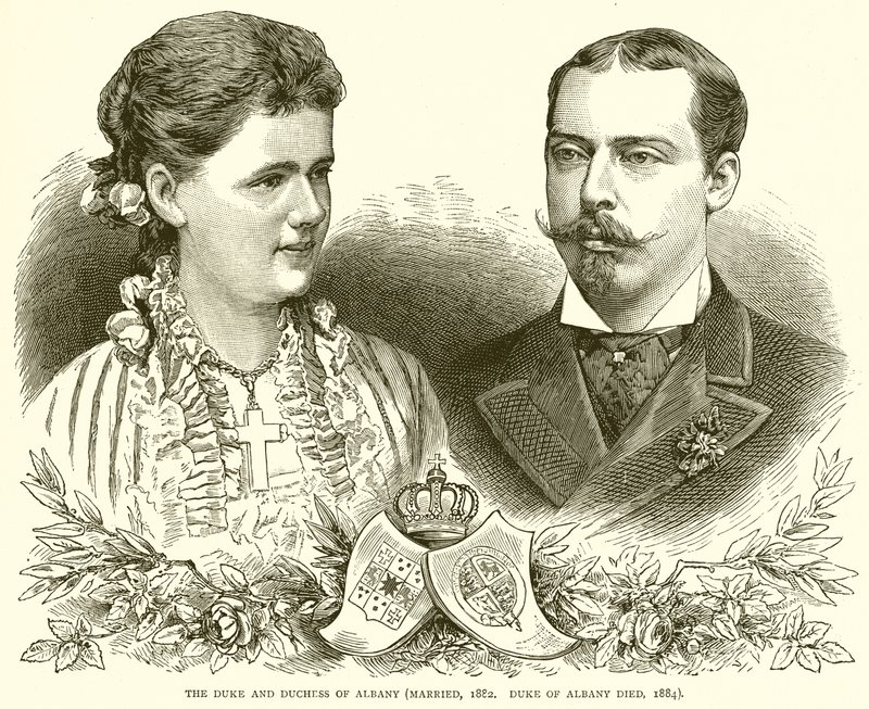 द ड्यूक एंड डचेस ऑफ अल्बानी (विवाहित, 1882। ड्यूक ऑफ अल्बानी डाइड, 1884) द्वारा अंग्रेजी स्कूल