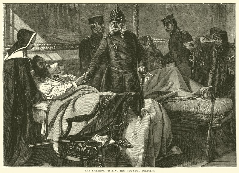 सम्राट अपने घायल सैनिकों का दौरा करते हुए, मई 1871 द्वारा अंग्रेजी स्कूल