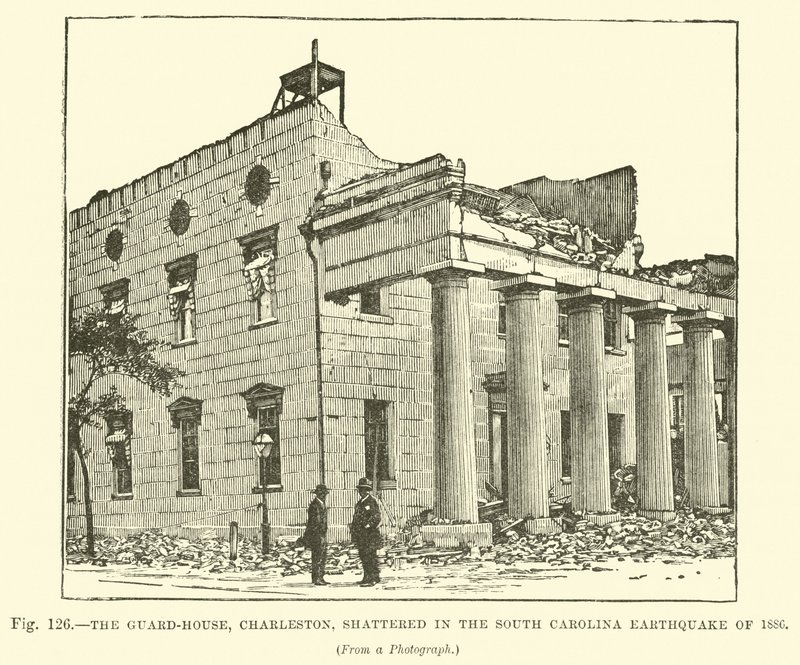 द गार्ड-हाउस, चार्ल्सटन, 1886 के दक्षिण कैरोलिना भूकंप में बिखर गया द्वारा अंग्रेजी स्कूल