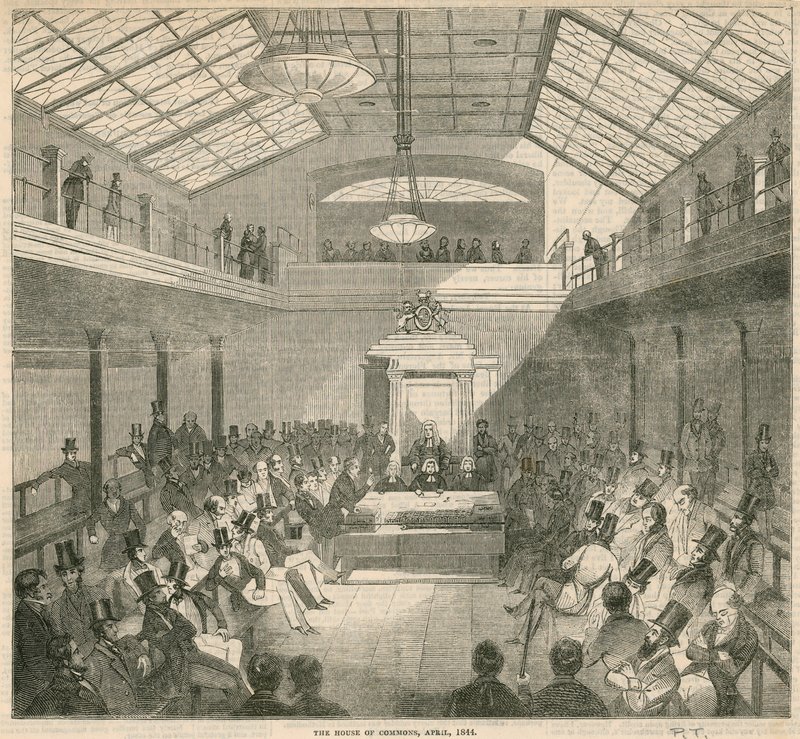 अप्रैल 1844 में हाउस ऑफ कॉमन्स, वेस्टमिंस्टर, लंदन द्वारा अंग्रेजी स्कूल