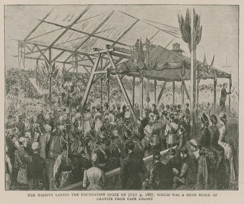 इम्पीरियल इंस्टीट्यूट: 4 जुलाई 1887 को महामहिम ने शिलान्यास किया, जो केप कॉलोनी से ग्रेनाइट का विशाल ब्लॉक था द्वारा अंग्रेजी स्कूल